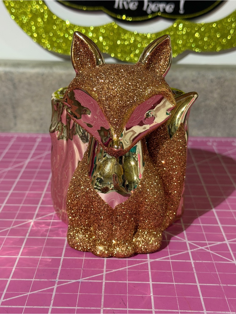 BBW Gold Glitter Fox soap Holder - Gold Fox Accent